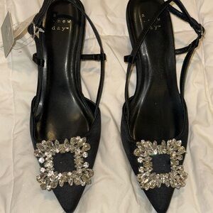 A New Day Black Kitten Heels with Rhinestone Embellishments